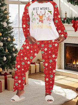 KissICON Cozy Reindeer Stars Curve Christmas Pajama Set