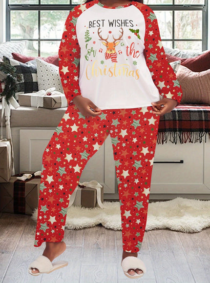 KissICON Cozy Reindeer Stars Curve Christmas Pajama Set