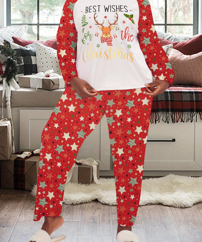 KissICON Cozy Reindeer Stars Curve Christmas Pajama Set
