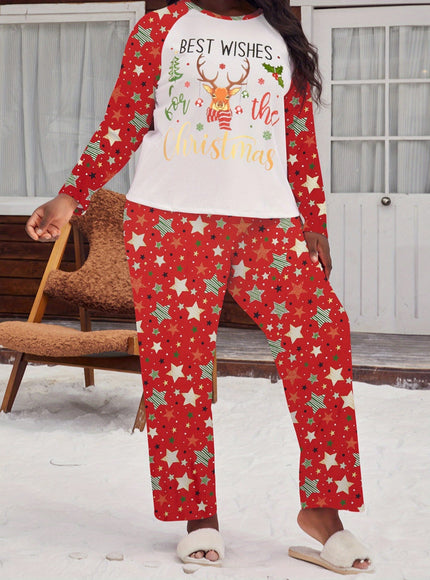 KissICON Cozy Reindeer Stars Curve Christmas Pajama Set