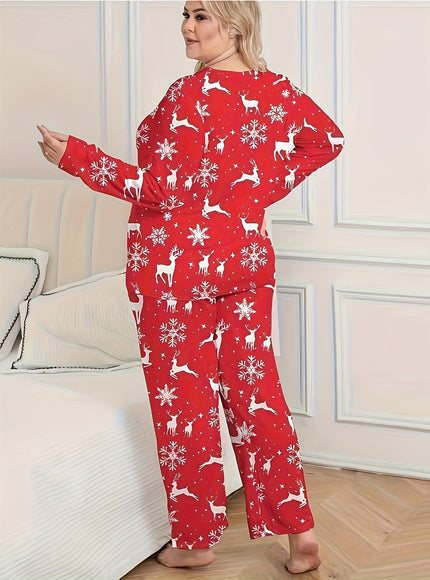 KissICON Cozy Snowflake Deer Christmas Curve Home Wear Set
