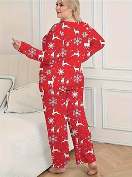 KissICON Cozy Snowflake Deer Christmas Curve Home Wear Set