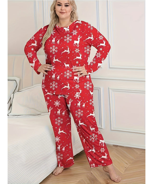 KissICON Cozy Snowflake Deer Christmas Curve Home Wear Set