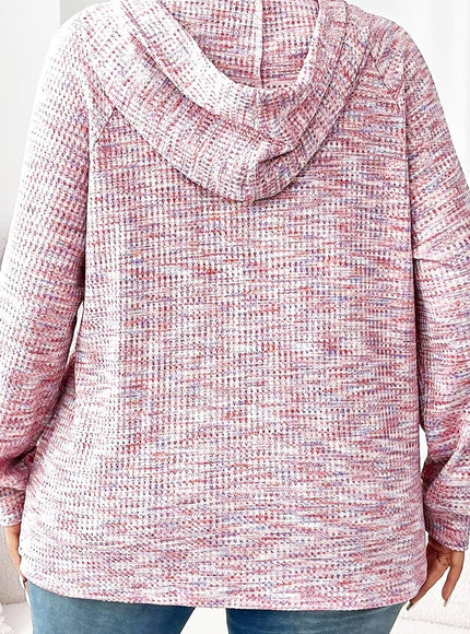 jkthpu-45 Cozy Waffle Oversized Hoodie with Double Button