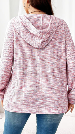 jkthpu-45 Cozy Waffle Oversized Hoodie with Double Button
