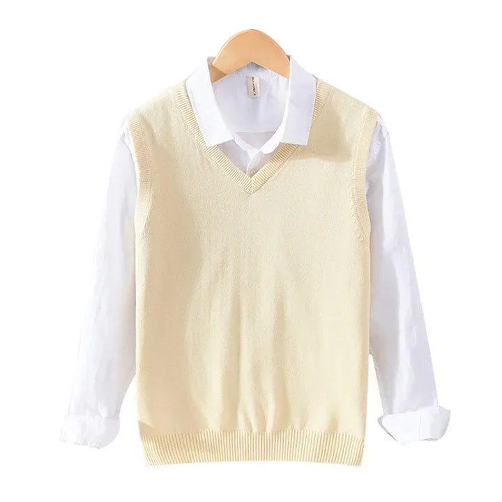 Mens 100 Cotton VNeck Sleeveless Knit Vest