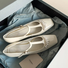KissICON Creamy-white / 34 Flat shoes for women's spring autumn square toe