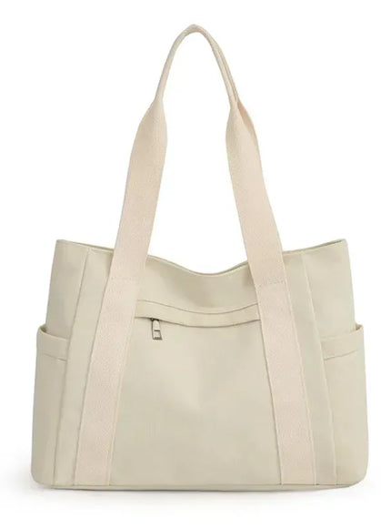 KissICON Creamy-white Women's Handbag – Fashionable Canvas Top-handle