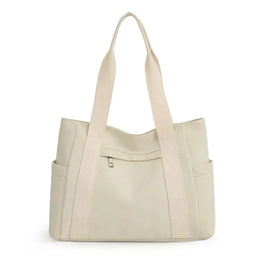 KissICON Creamy-white Women's Handbag – Fashionable Canvas Top-handle
