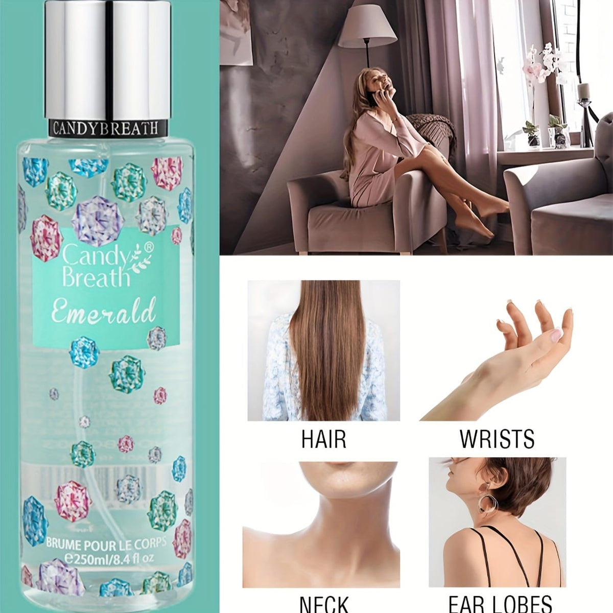 KissICON created-emerald Tropical Citrus Floral Body Mist Freshness