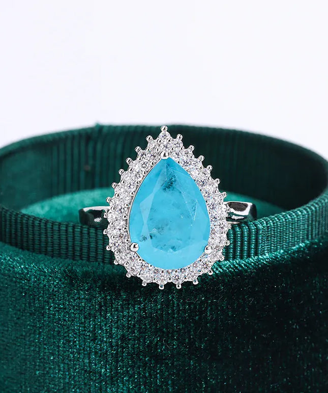 KissICON 💋 Creative Paraiba Flower Ring -Sterling Silver With Zircon