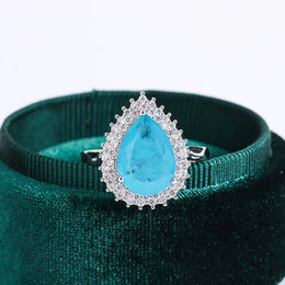 KissICON 💋 Creative Paraiba Flower Ring -Sterling Silver With Zircon