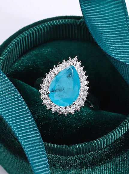 KissICON 💋 Creative Paraiba Flower Ring -Sterling Silver With Zircon