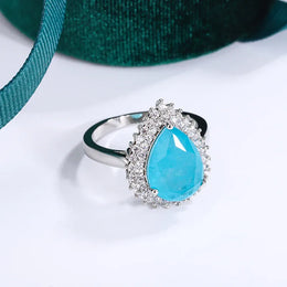 KissICON 💋 Creative Paraiba Flower Ring -Sterling Silver With Zircon