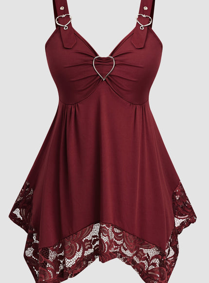 KissICON crimson / UK 16/18 Valentine's Day Large Size Women's Top, Love Asymmetrical