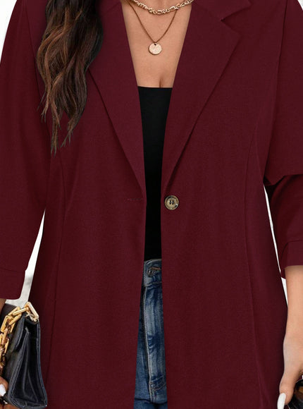 KissICON crimson / UK 18 Elegant Curve Collar Blazer – Tailored Washable Allseason