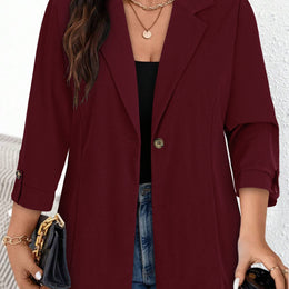 KissICON crimson / UK 18 Elegant Curve Collar Blazer – Tailored Washable Allseason