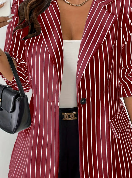 KissICON crimson / UK 18 Elegant Curve White Pink Stripe Blazer – To Weekend