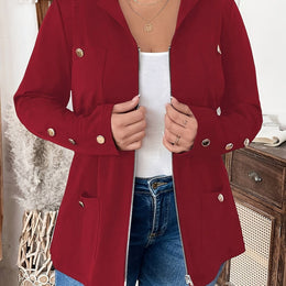 KissICON crimson / UK 18 Elegant Curve Zipup Jacket – Flared Hem Versatility