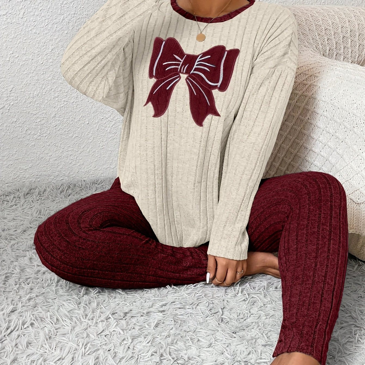 jkthpu-45 crimson / UK 18 Plus Size Women'S Bow Embroidered Loose Top Slim
