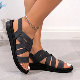 KissICON Cross Band Decor Wedges Sandals for Women Plus