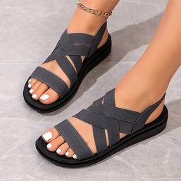 KissICON Cross Band Decor Wedges Sandals for Women Plus