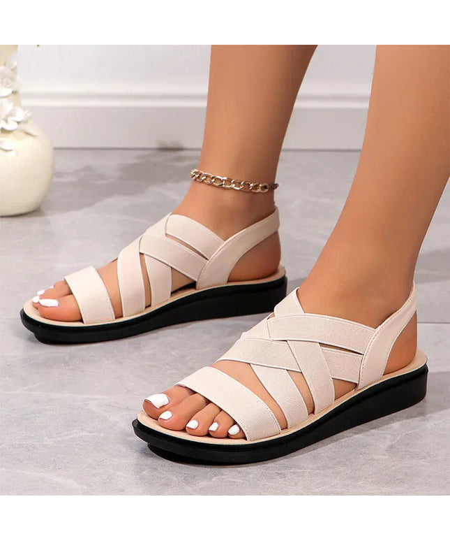 KissICON Cross Band Decor Wedges Sandals for Women Plus