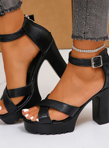 KissICON Cross Band Super High Heels Sandals for Women