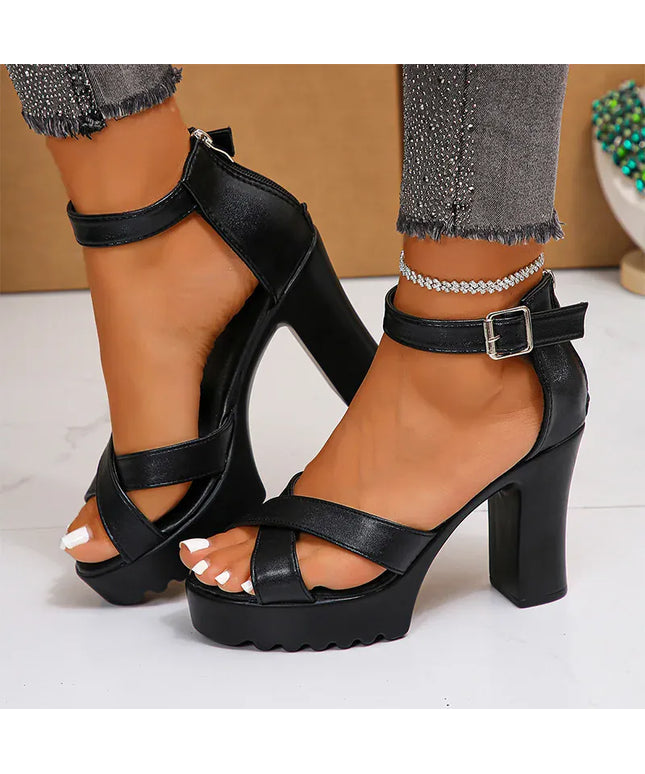 KissICON Cross Band Super High Heels Sandals for Women