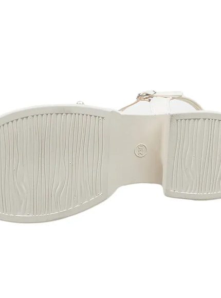 KissICON Cross Band Thick Sole Sandals for Women Pearl