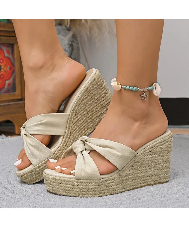 KissICON Cross Band Wedges Sandals Women Plus Size Espadrilles