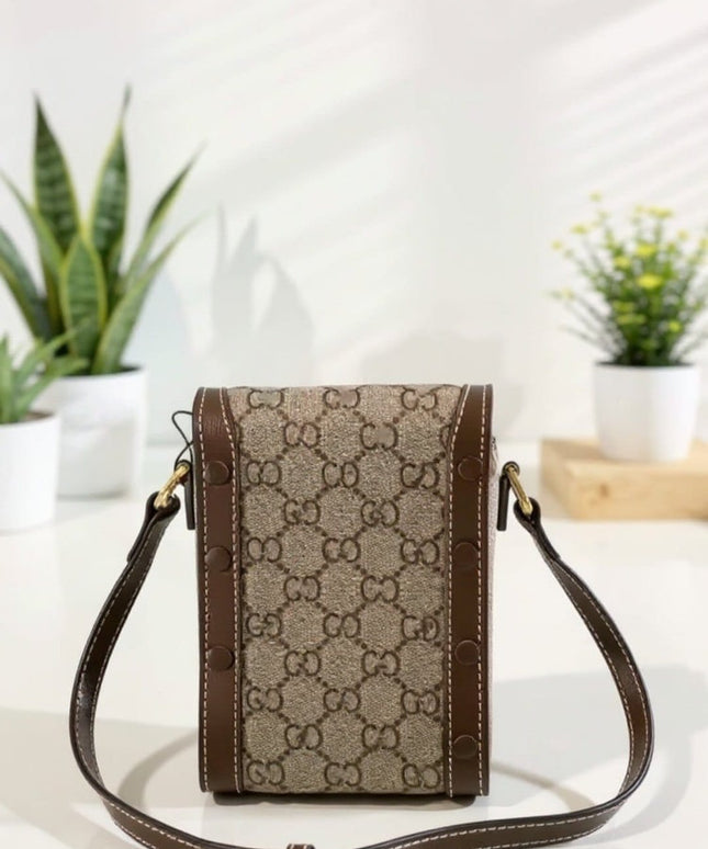 KissICON Crossbody Mini Bag – Brown Leather Trim