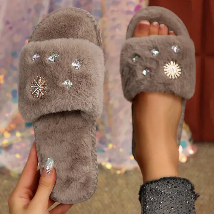 Crystal Detor Fur Slippers for Women 2025 Lightweight