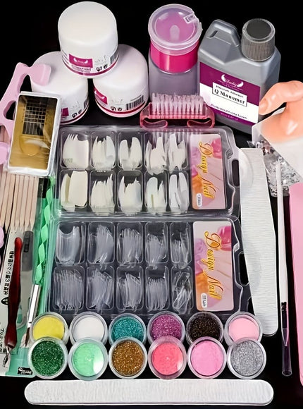 KissICON Crystal powder + crystal liquid KissIcon Beginner Acrylic Nail Kit 12 Color Glitter