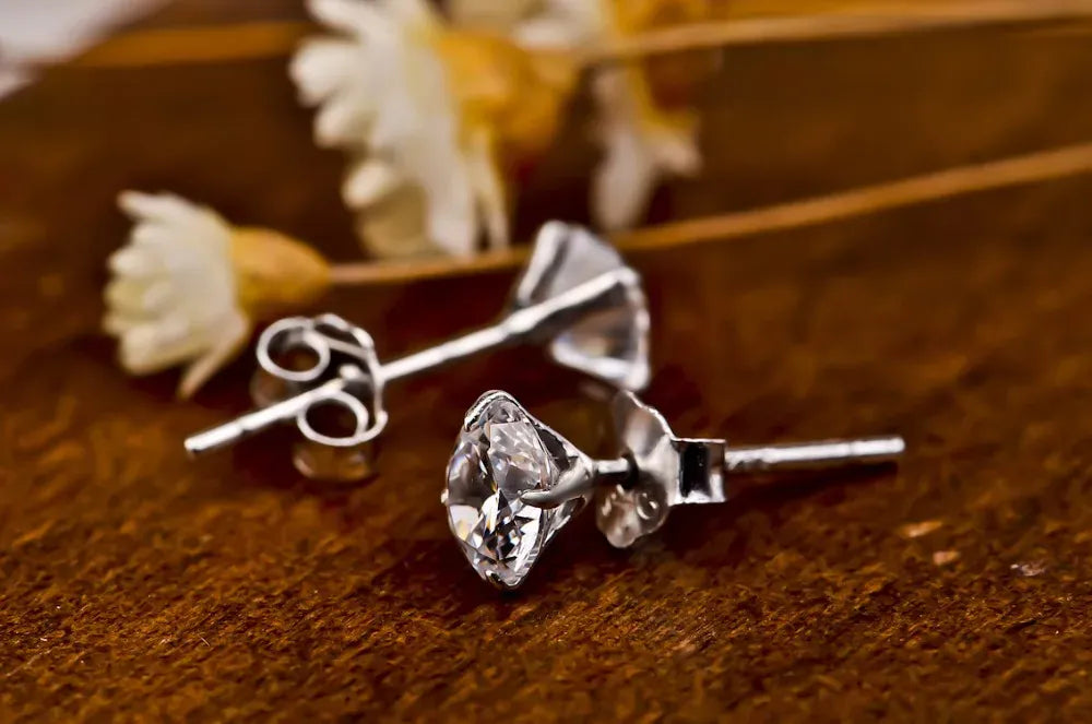 KissICON Crystal Zircon Real 925 Sterling Silver Earrings Channel  Cubic Zirconia Silver Stud Earrings for Women Sterling Silver Jewelry