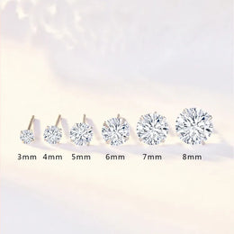 KissICON Crystal Zircon Real 925 Sterling Silver Earrings Channel  Cubic Zirconia Silver Stud Earrings for Women Sterling Silver Jewelry