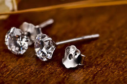 KissICON Crystal Zircon Real 925 Sterling Silver Earrings Channel  Cubic Zirconia Silver Stud Earrings for Women Sterling Silver Jewelry