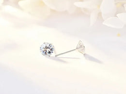 KissICON Crystal Zircon Real 925 Sterling Silver Earrings Channel  Cubic Zirconia Silver Stud Earrings for Women Sterling Silver Jewelry