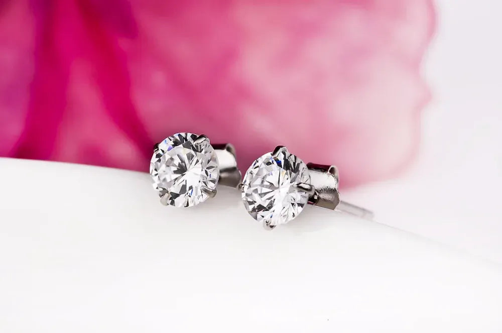 KissICON Crystal Zircon Real 925 Sterling Silver Earrings Channel  Cubic Zirconia Silver Stud Earrings for Women Sterling Silver Jewelry