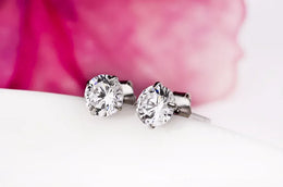 KissICON Crystal Zircon Real 925 Sterling Silver Earrings Channel  Cubic Zirconia Silver Stud Earrings for Women Sterling Silver Jewelry