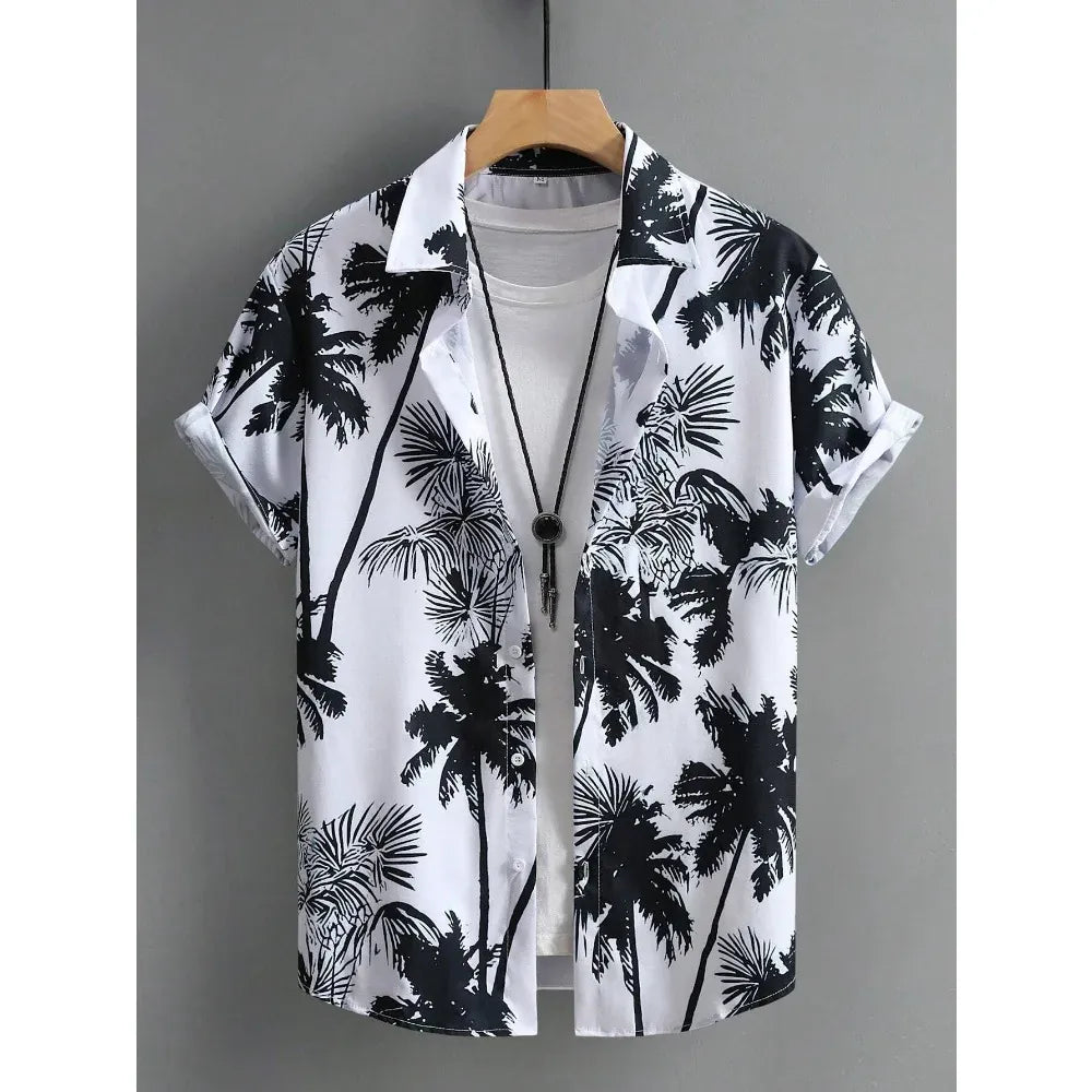KissICON CSZHD20250111P / 3XL Luxury Black Hawaiian Shirt Vintage Funny Slim Fit