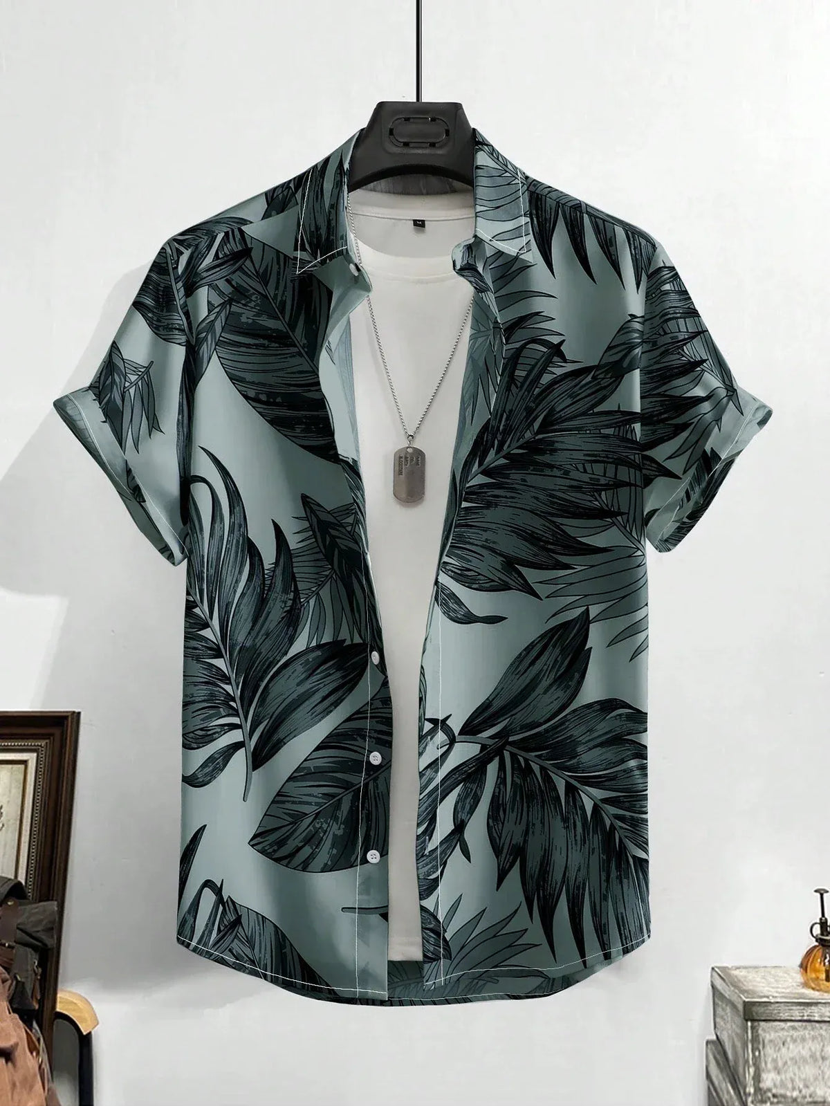 KissICON CSZHD20250111Q / M Luxury Black Hawaiian Shirt Vintage Funny Slim Fit
