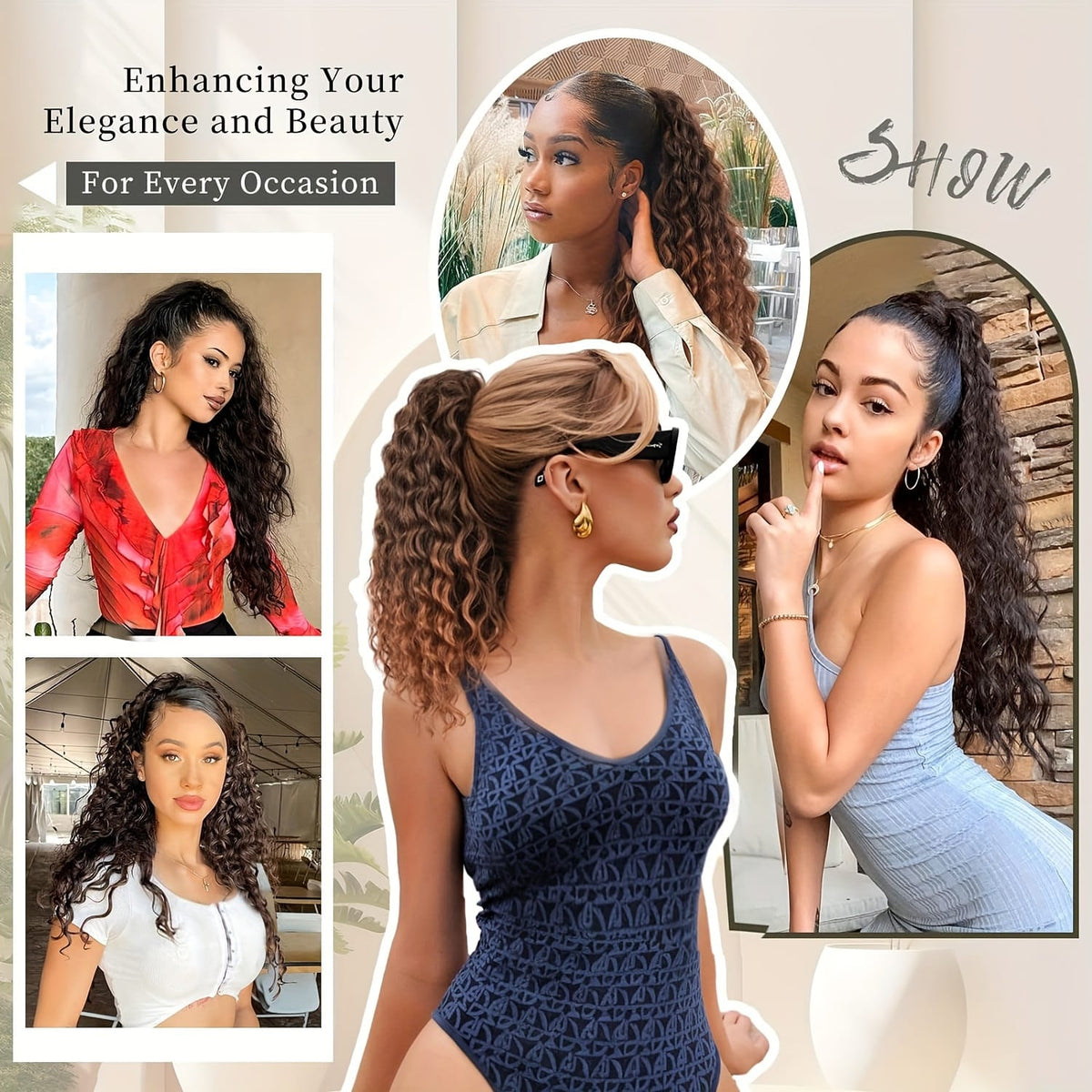 KissICON Curly Ponytail Clip In Extension 20 Inch -