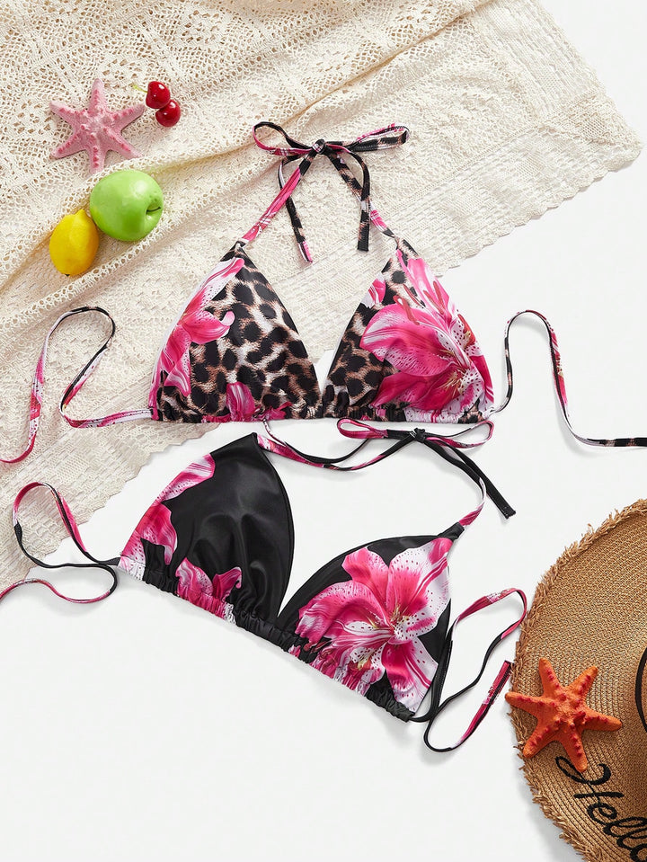 Curve 1pc Curve Flower Print Halter Bikini