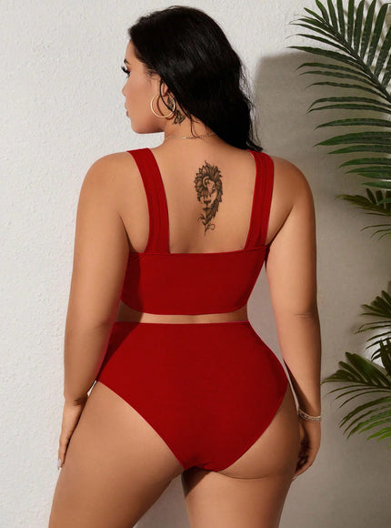 KissICON Curve 2 Pieces Plain Separate Holiday Swimwear