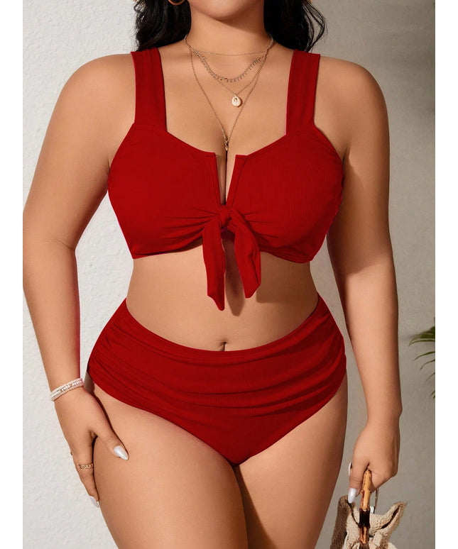 KissICON Curve 2 Pieces Plain Separate Holiday Swimwear