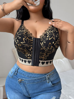 KissICON Curve Black Gold Lace Frontclose Fuller Bust Bra