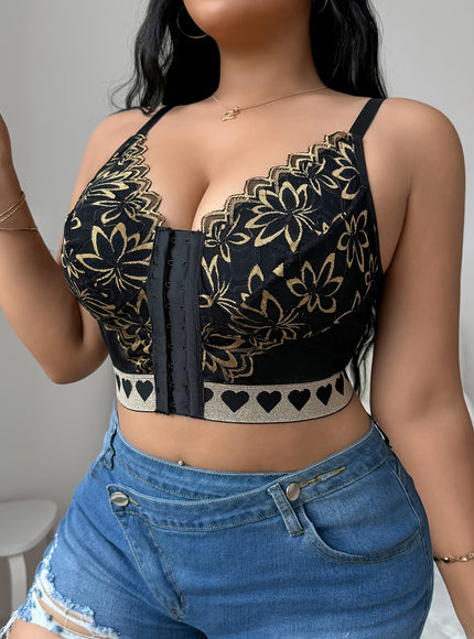 KissICON Curve Black Gold Lace Frontclose Fuller Bust Bra