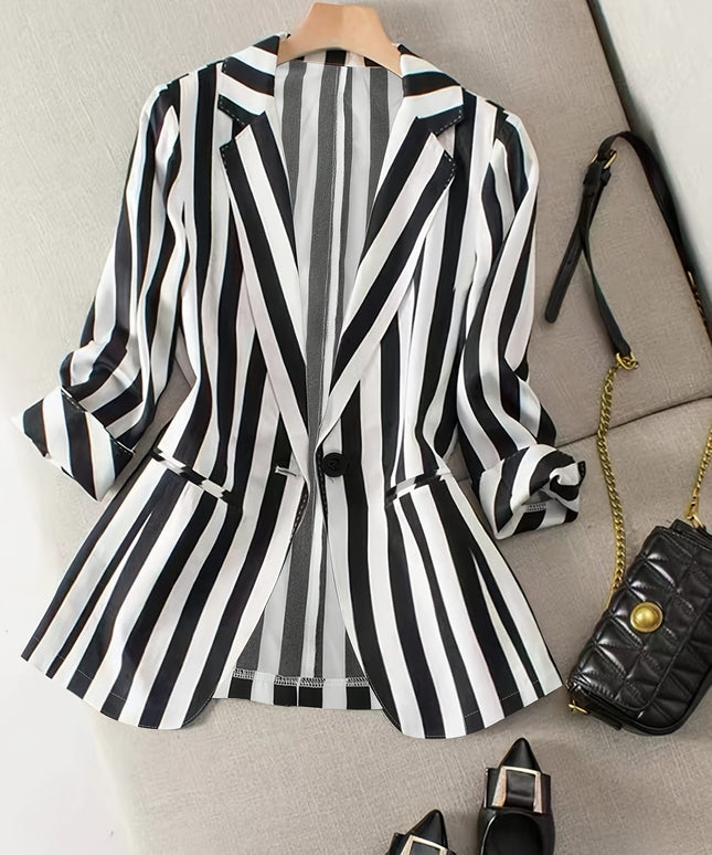 KissICON Curve Black White Stripe Tailored Blazer