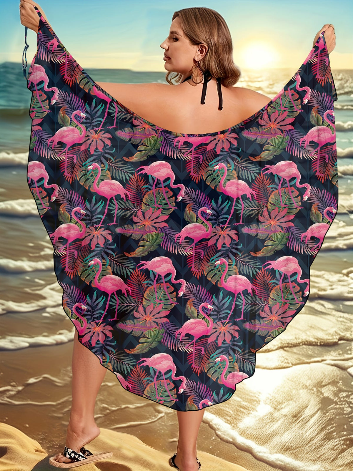 KissICON Curve Bohemian Flamingo Beach Coverup – Tropical